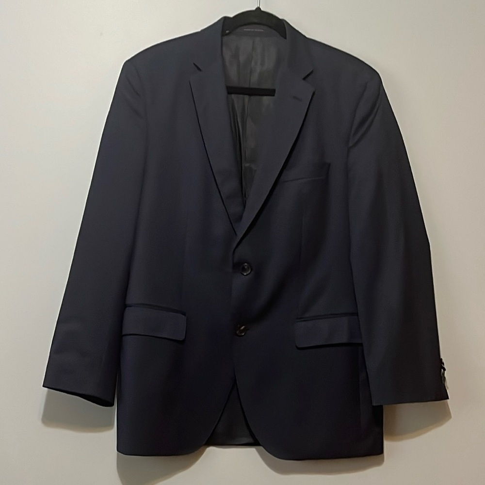 Hugo Boss | Guabello Super 120 virgin wool navy blue suit jacket mens 48R?